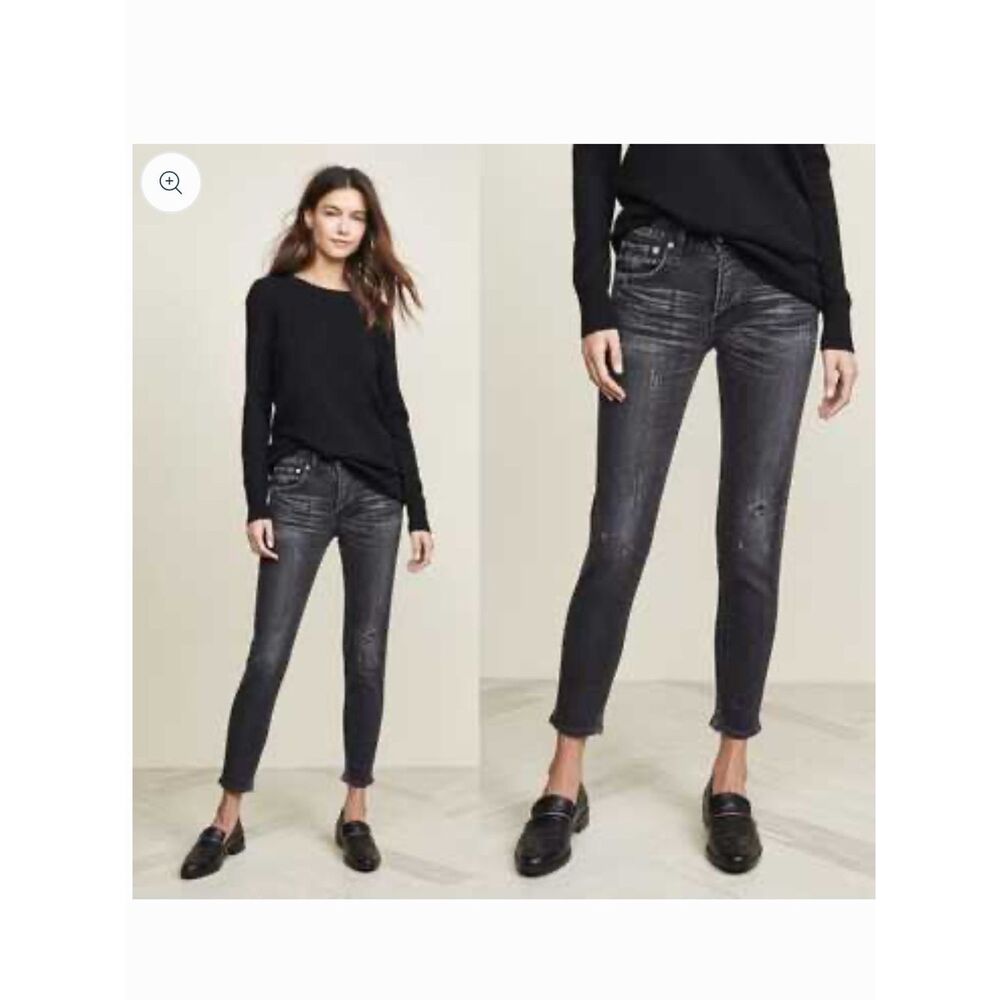 NEW MOUSSY Vintage Black Distressed HOWA Straight Jeans Sz 30